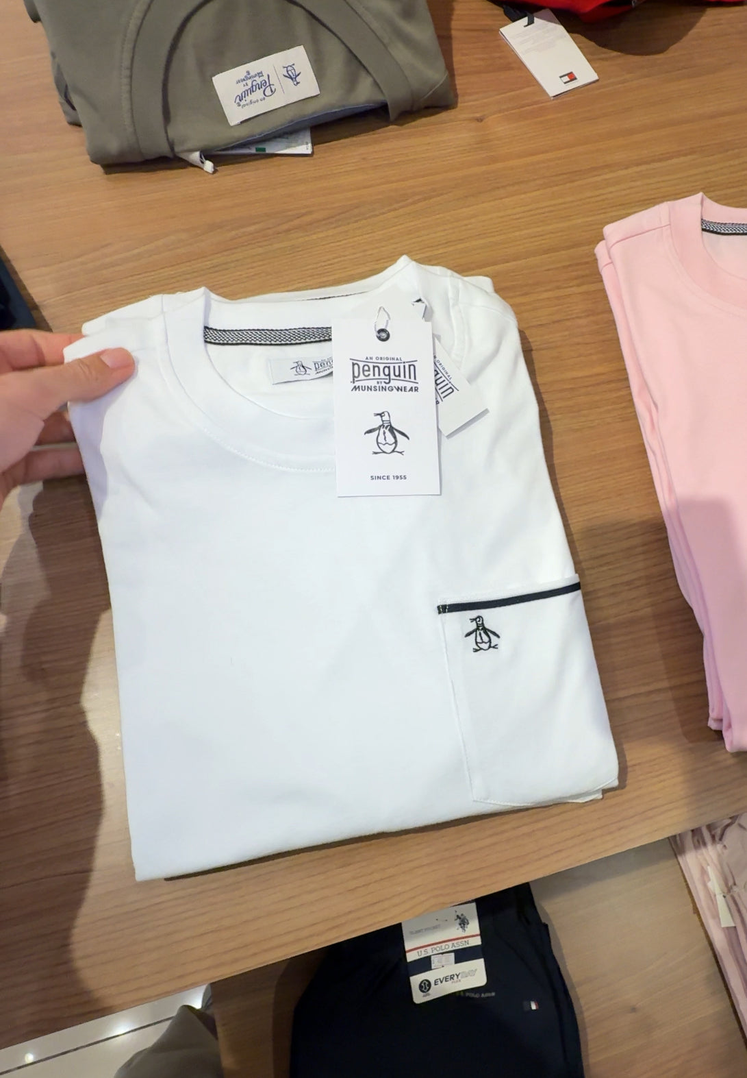 Penguin T-Shirt Pocket Moda Blanca