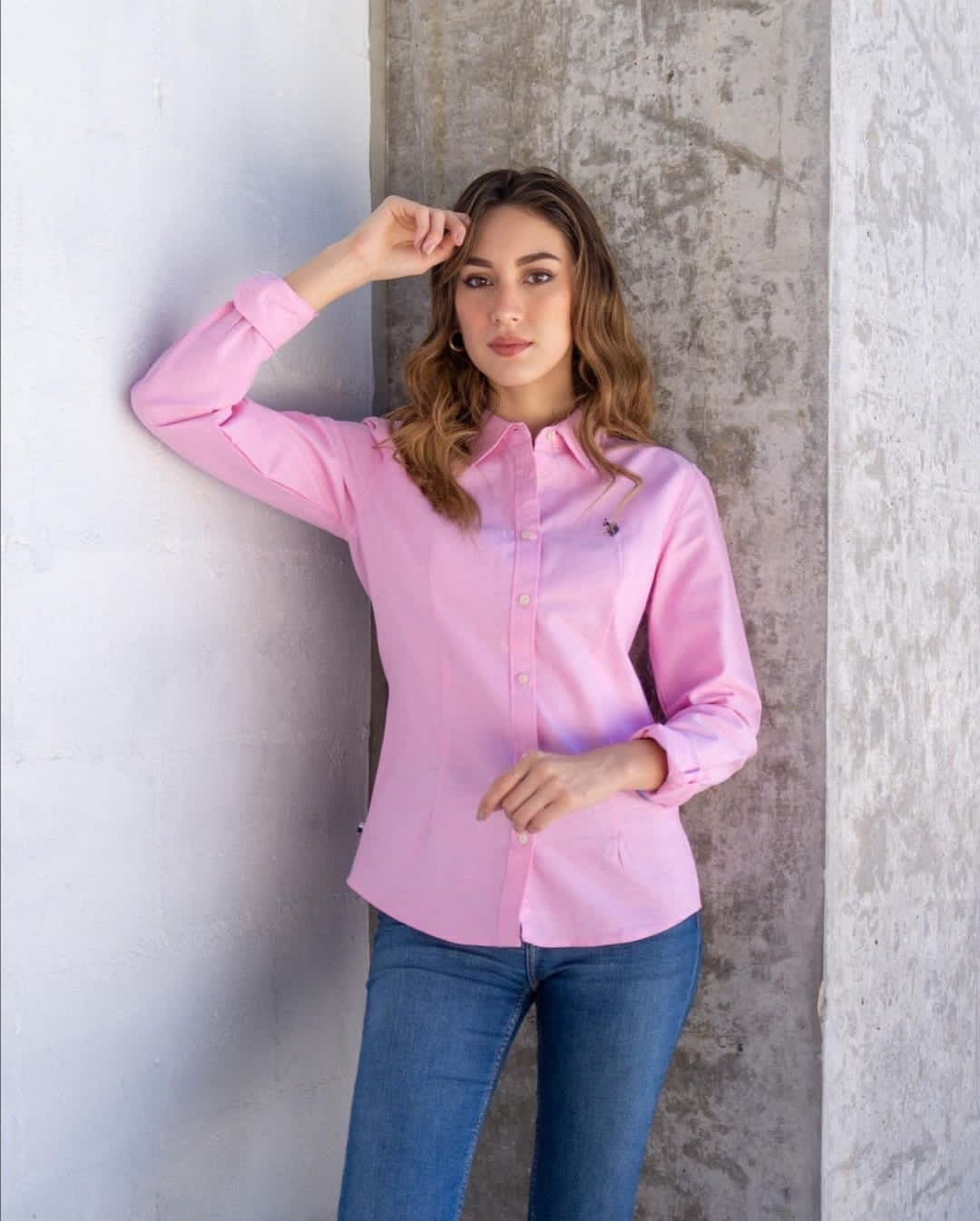 Us Polo Blusa Manga Larga Rosada Classic Fit