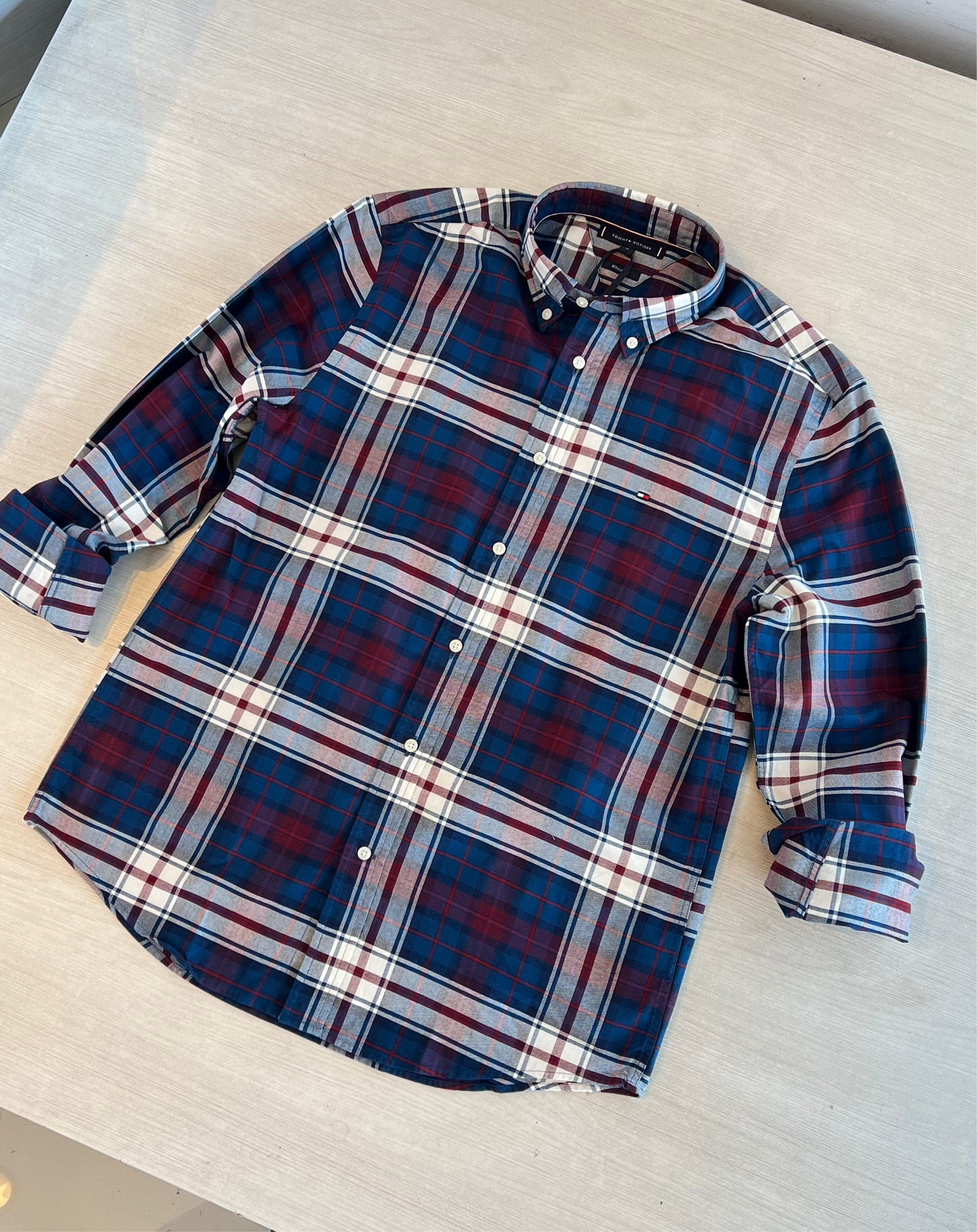Tommy Camisa Manga Larga Cuadros Deep Indigo