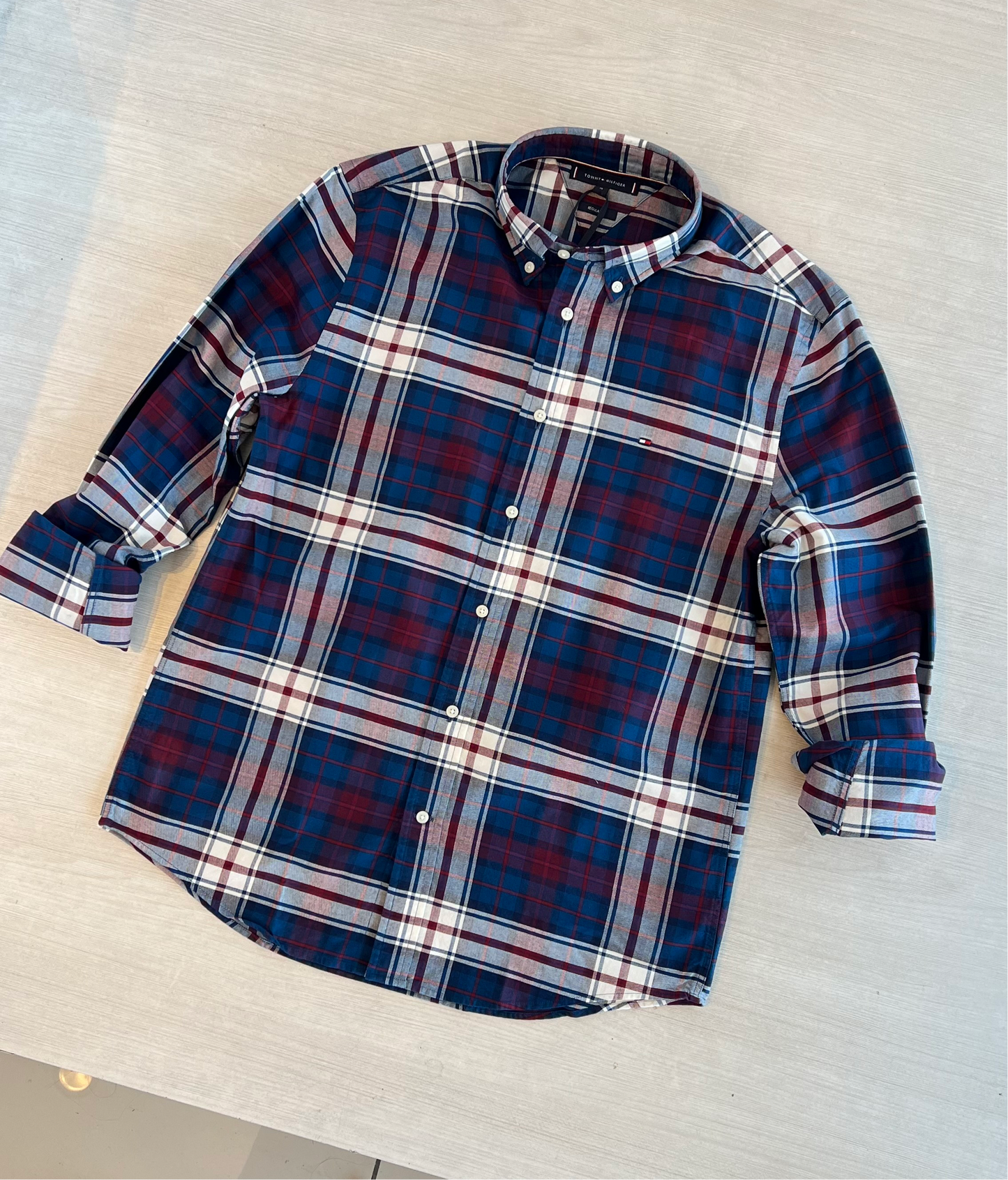 Tommy Camisa Manga Larga Cuadros Deep Indigo