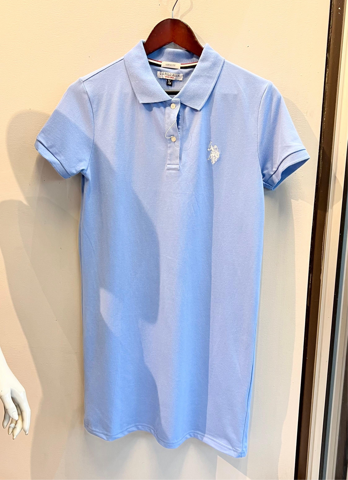 Us Polo Vestido tipo polo celeste gris