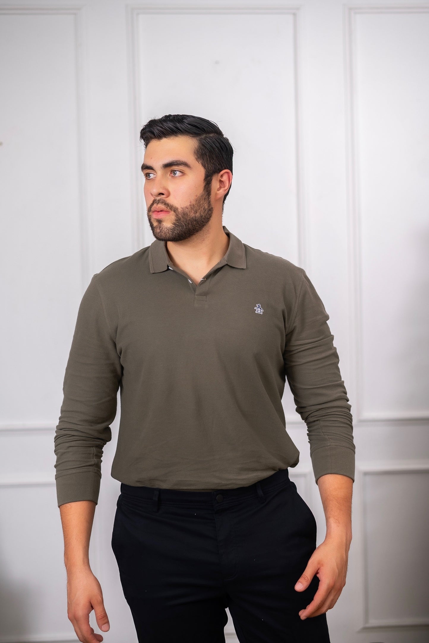 Polo Penguin type long sleeve olive green