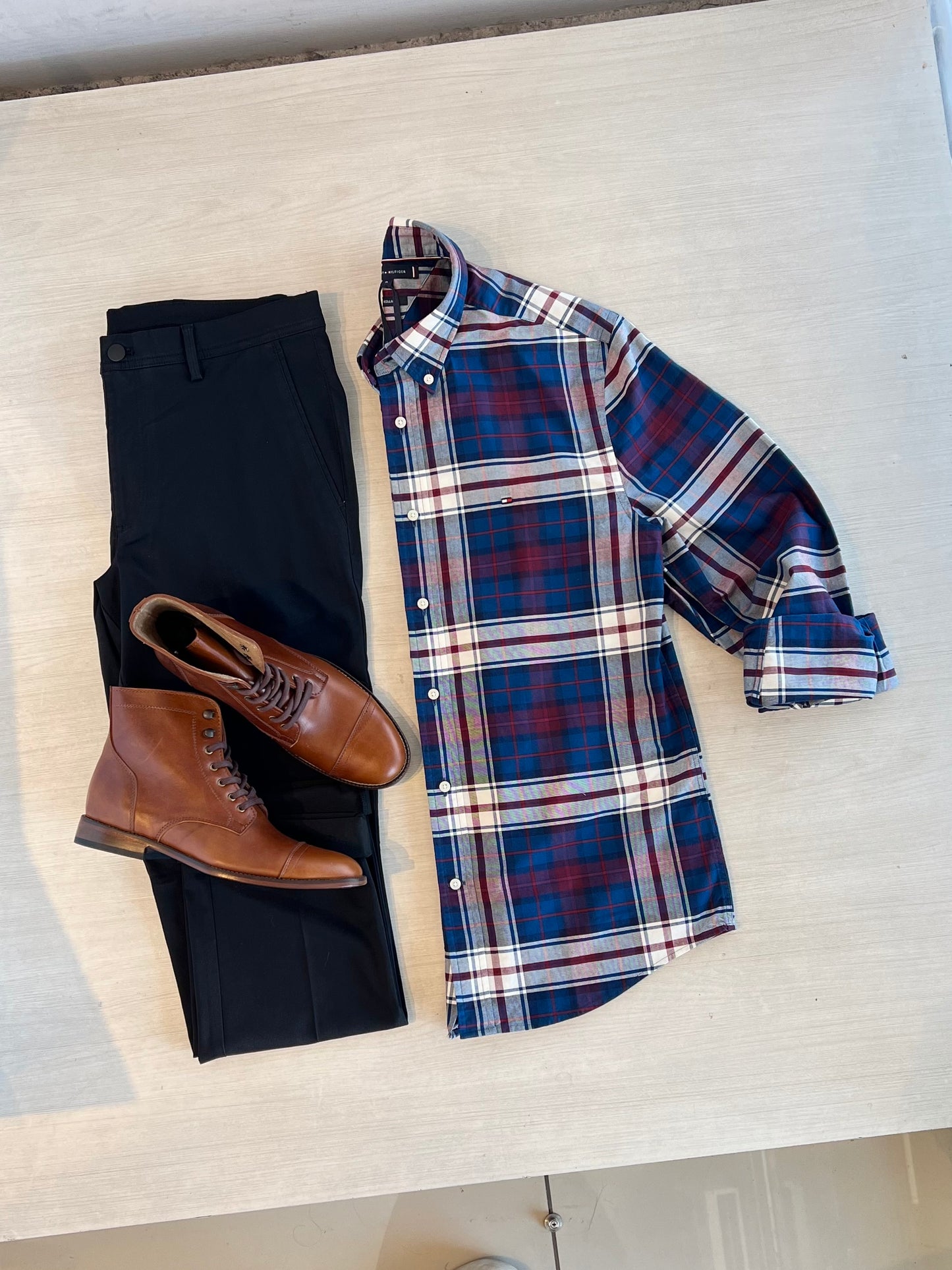 Tommy Camisa Manga Larga Cuadros Deep Indigo