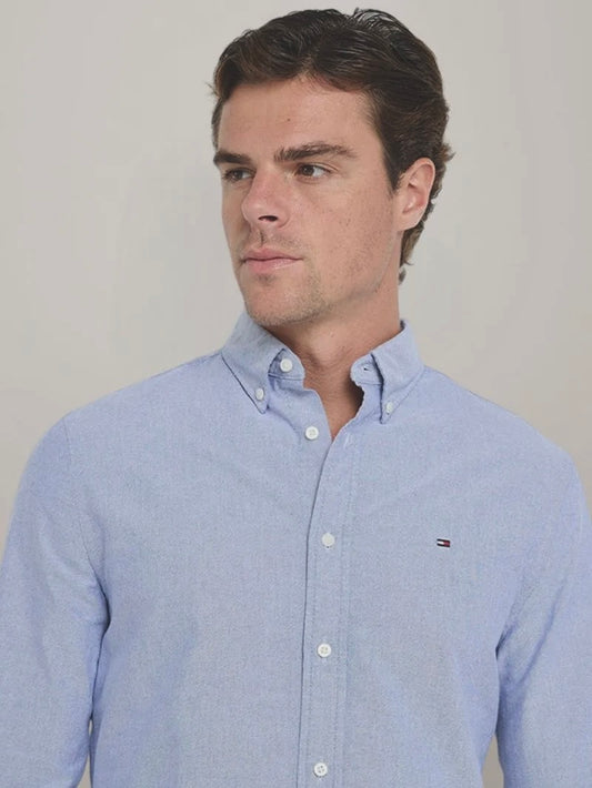 Tommy Hilfiger Oxford Manga Larga Royal Blue