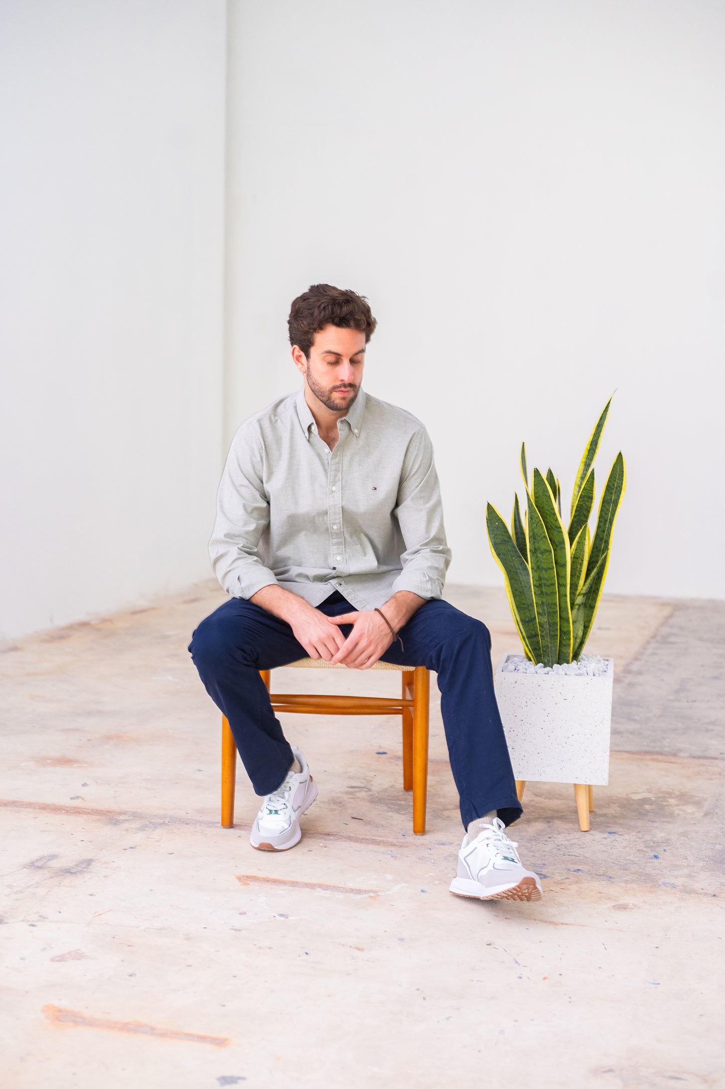 Camisa Tommy Hilfiger Manga Larga Olive Oxford