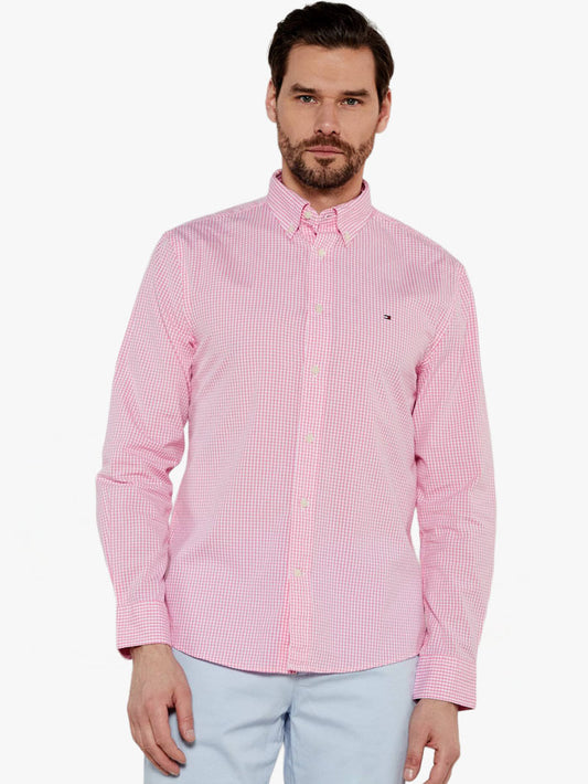 Tommy Hilfiger Camisa Manga Larga Flex Cuadros Rosa