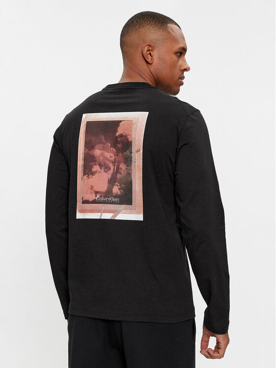 Calvin Klein black long sleeve t-shirt with orange designs