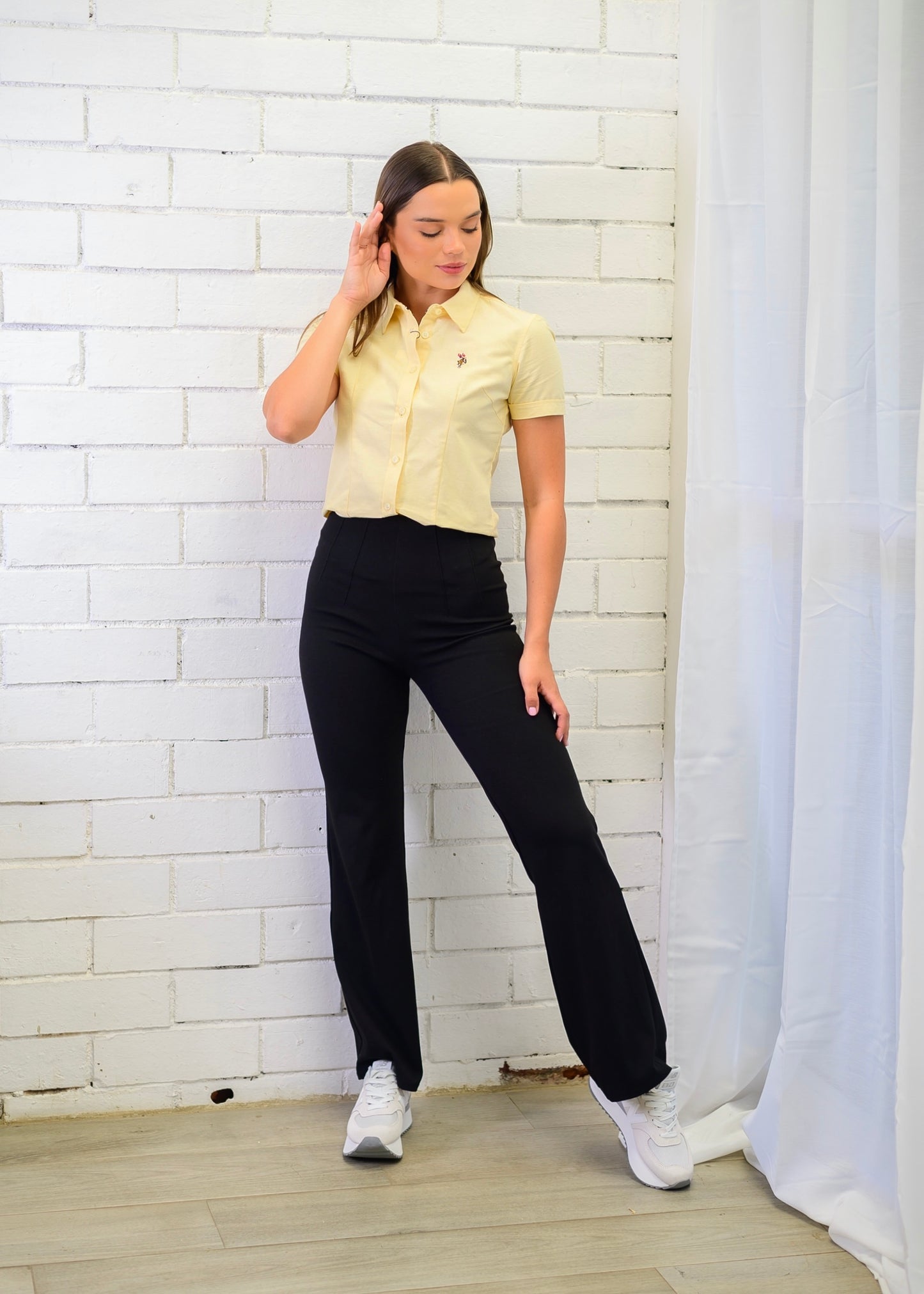 US Polo Oxford Short Sleeve Yellow Blouse