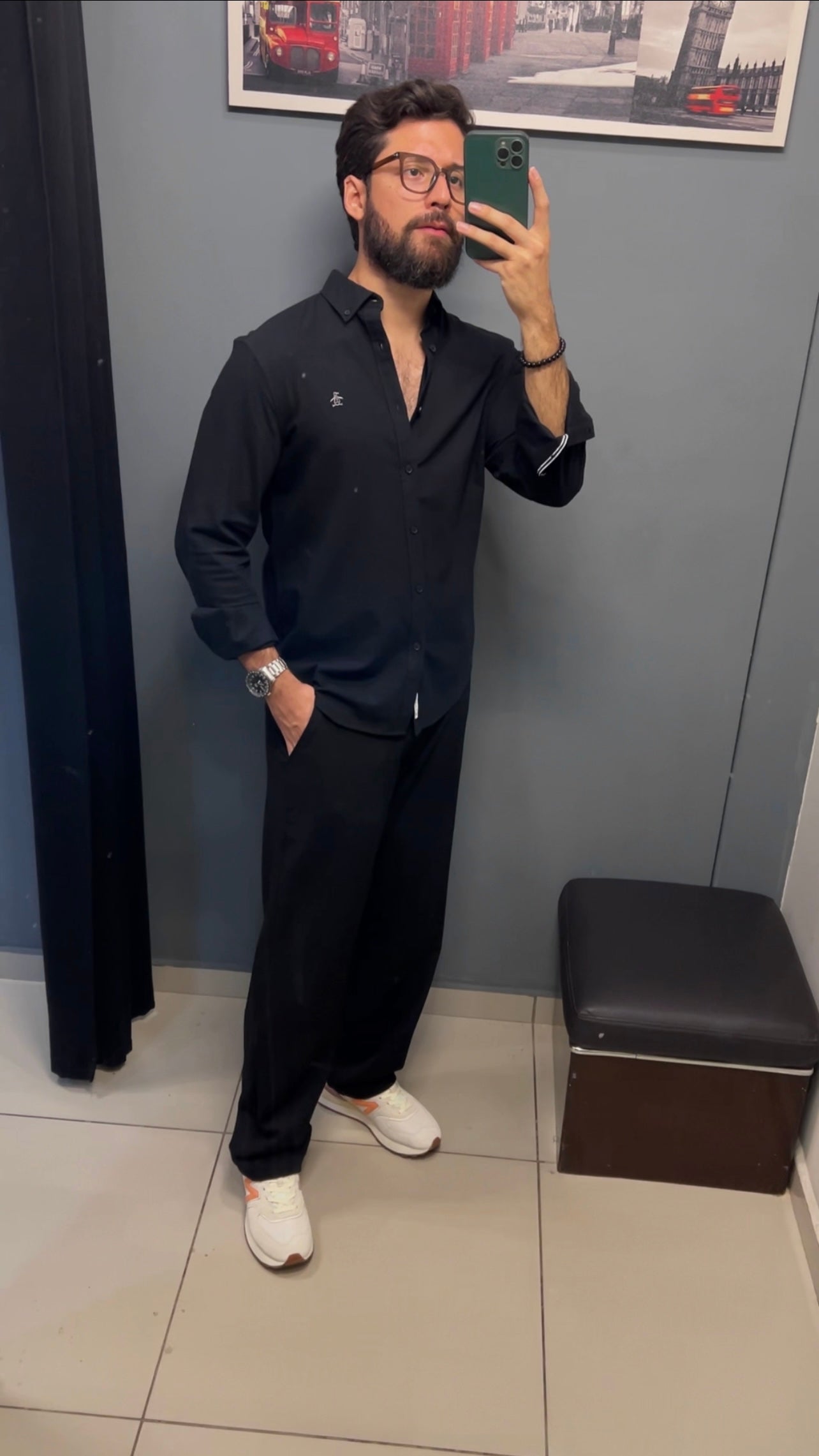 Penguin Oxford Long Sleeve Black