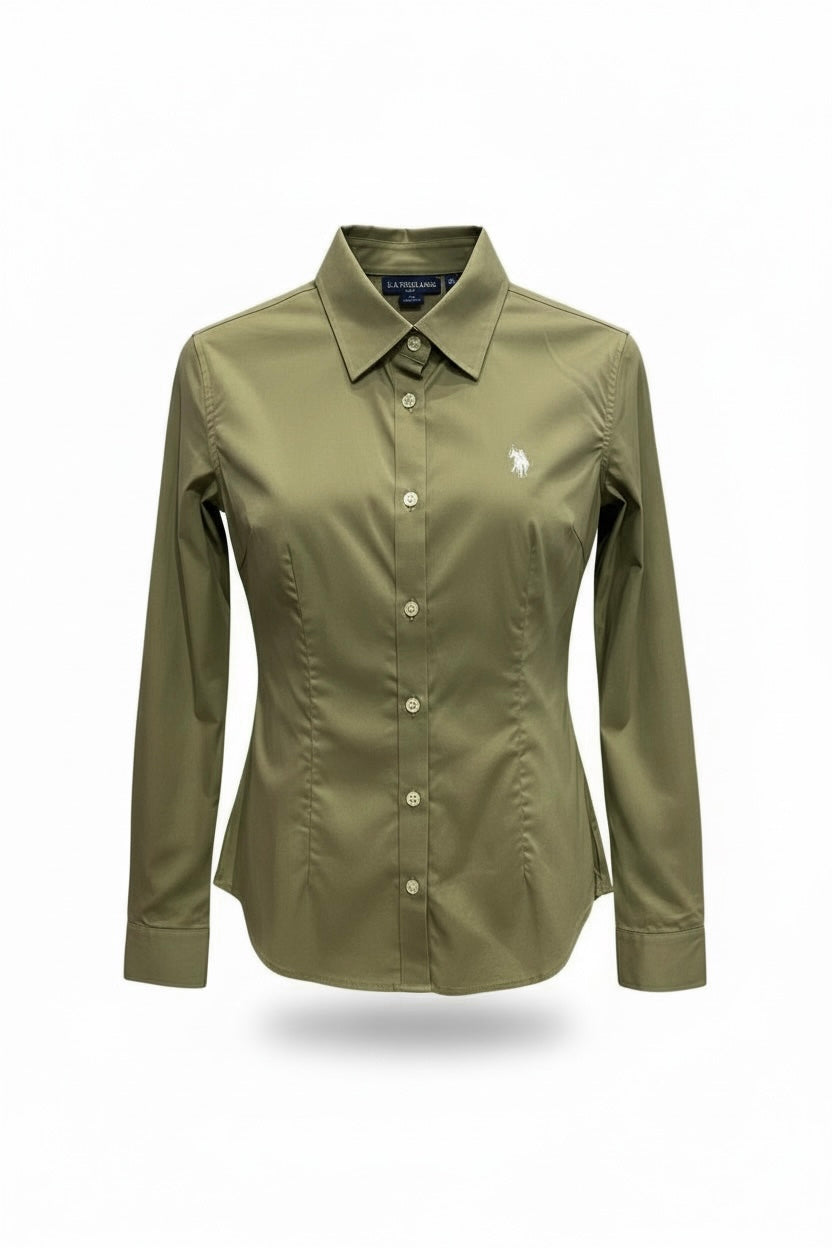 Blusa Us Polo manga larga olive classic fit