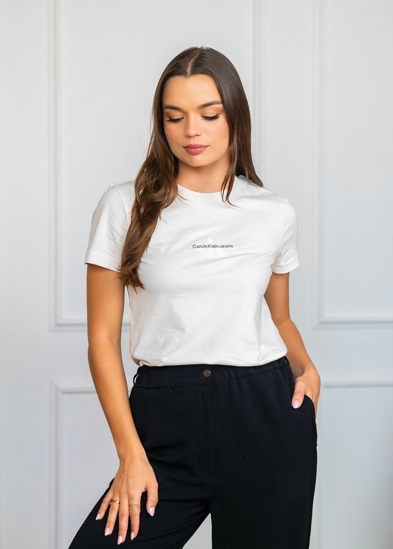 Calvin Klein Blusa Clásica Ivory