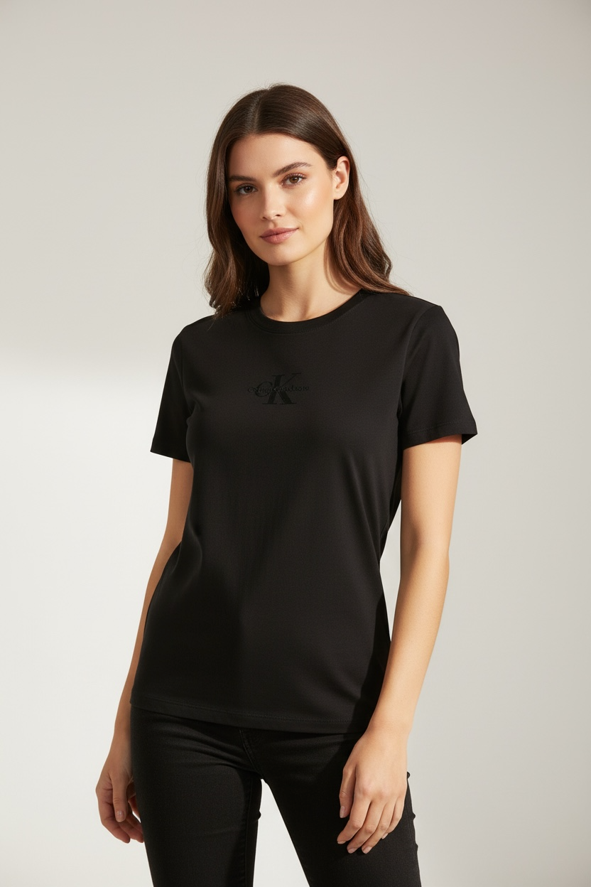 Calvin Klein T-Shirt Dama Monologo Slim CK Black