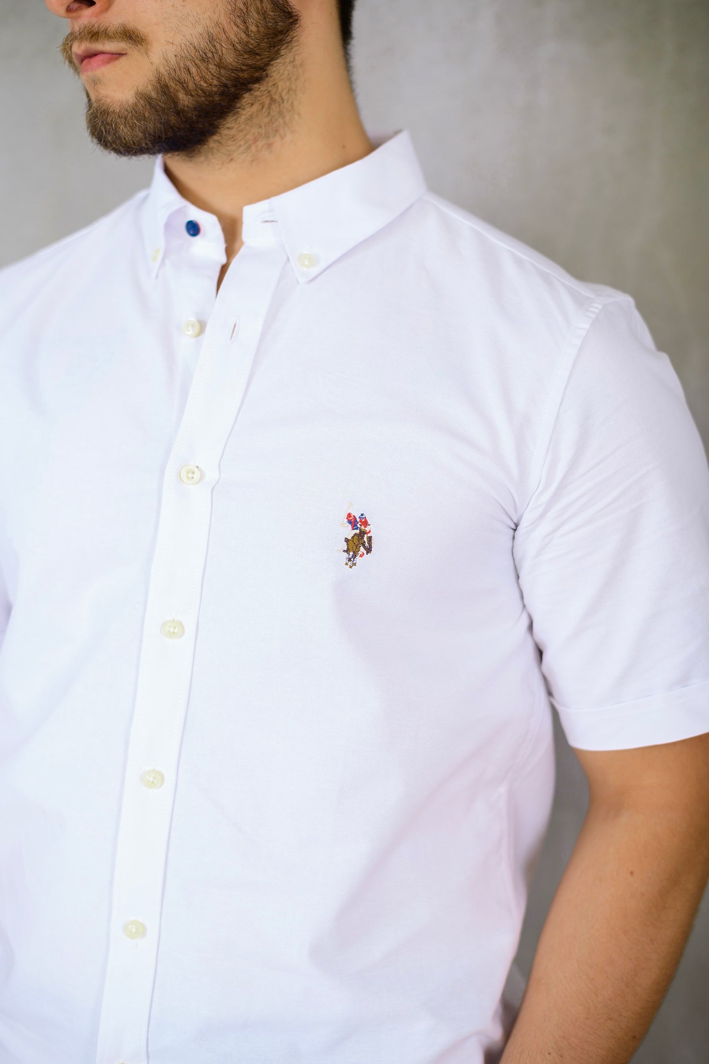 Us Polo blanca custom fit manga corta
