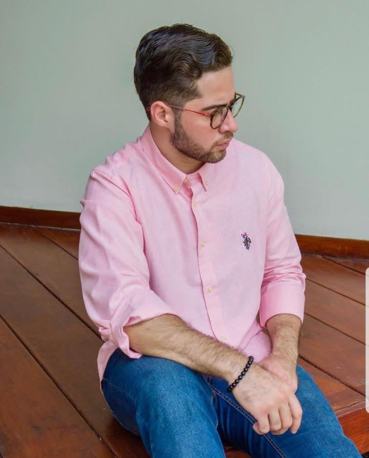 Us Polo Rosa Manga Larga Custom Fit logo a color