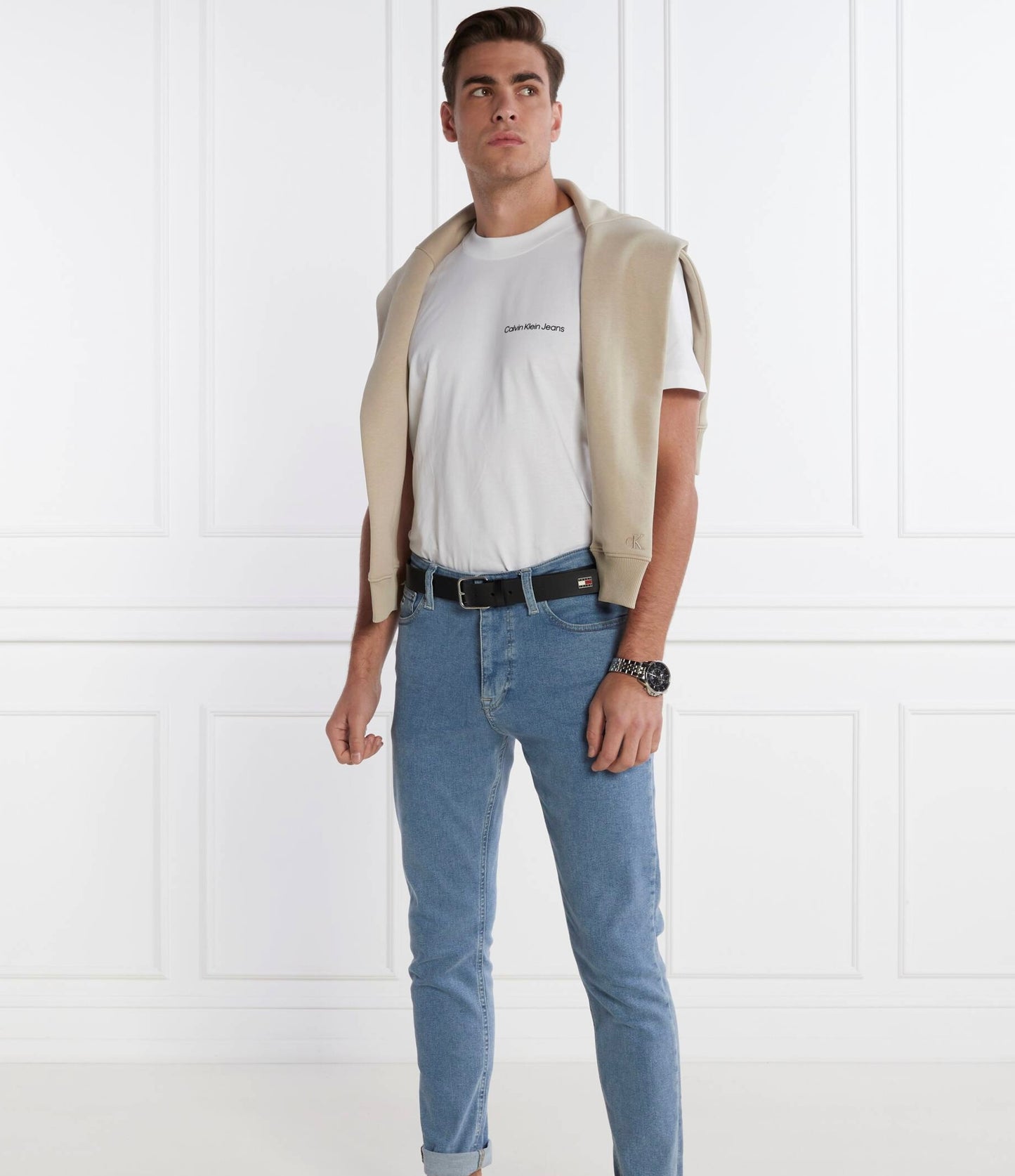 Calvin Klein T-Shirt Regular Fit Bright White Logo Pecho