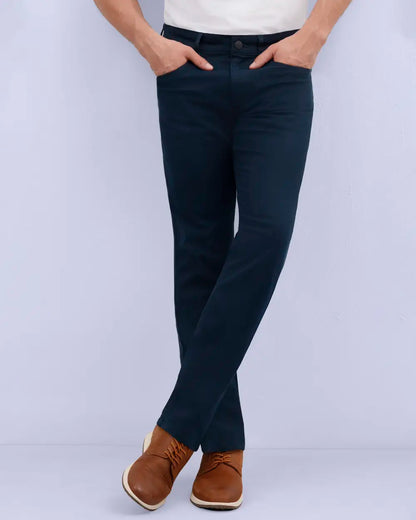 Manhattan Pantalón Casual 5 Pocket Tencel Slim Fit Azul Negro