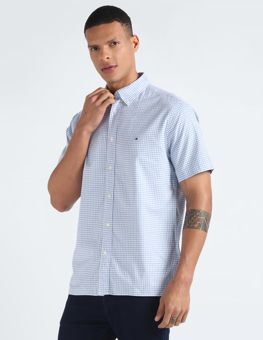 Tommy short sleeve light blue checkered