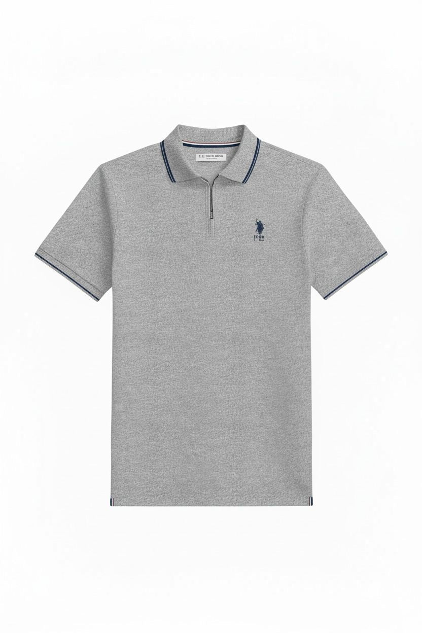 Us Polo Tipo Polo Zipper Grey