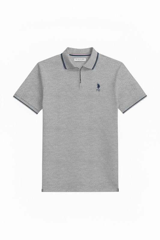 Us Polo Tipo Polo Zipper Grey