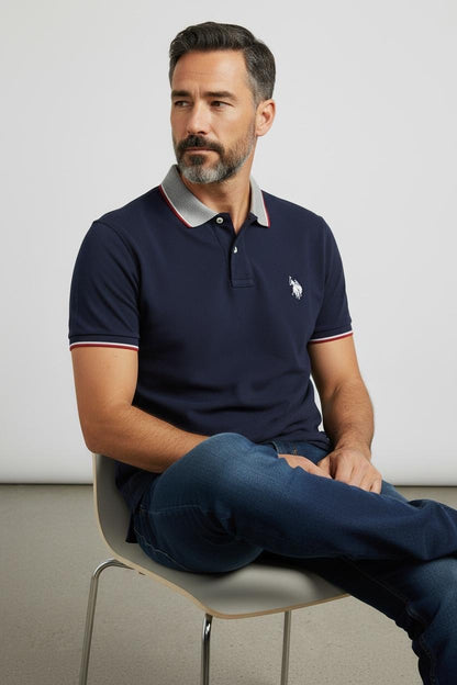 Us Polo Camisa Tipo Polo Boton Azul Navy
