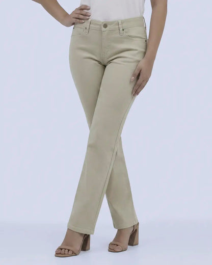 Pierre Cardin Pantalon Dama Recto Tiro Alto Beige