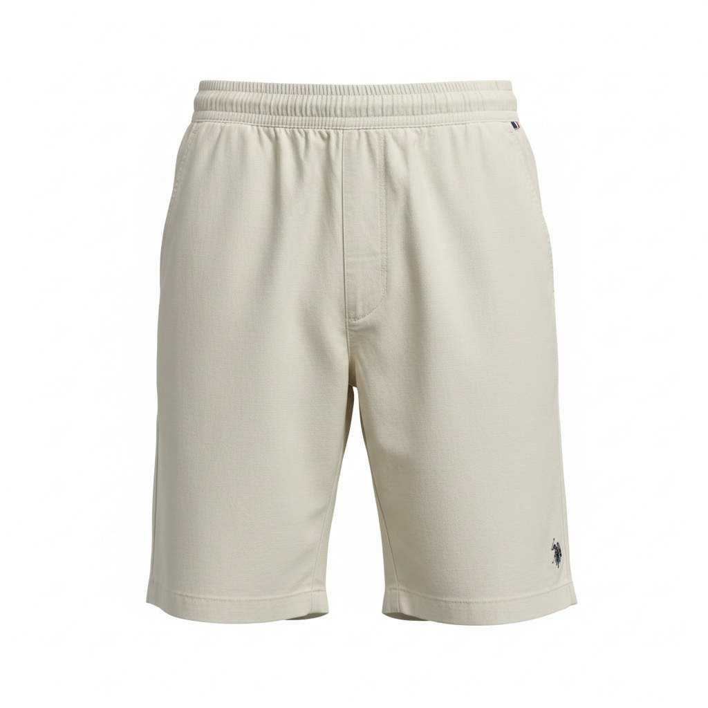 Us Polo Short Caballero Casual Lino Sand