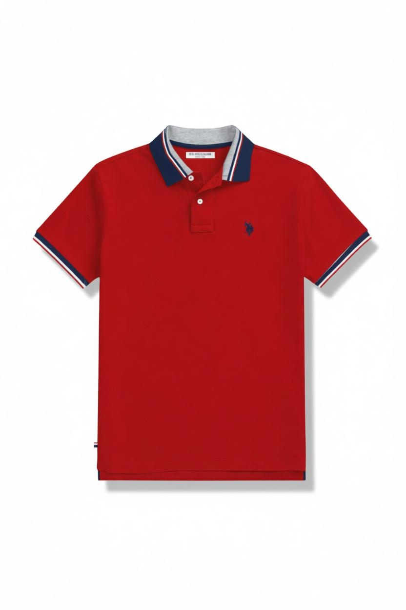 Us Polo Camisa Tipo Polo Boton Roja