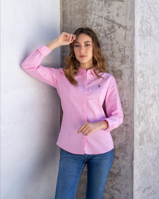 Us Polo Blusa Manga Larga Rosada Classic Fit