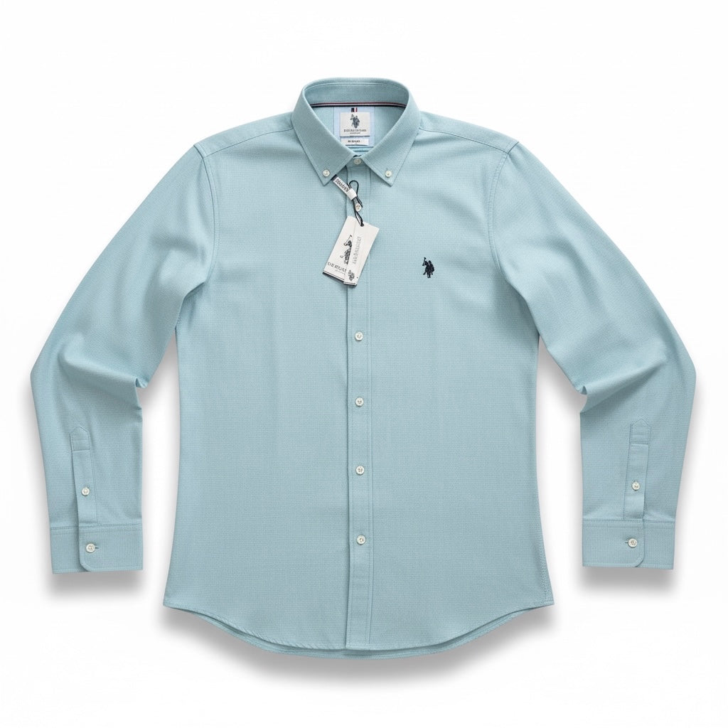Us Polo Camisa Manga Larga Oxford Verde Menta
