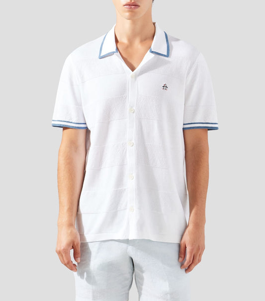 Penguin Camisa Botones Tejido Blanco/Celeste
