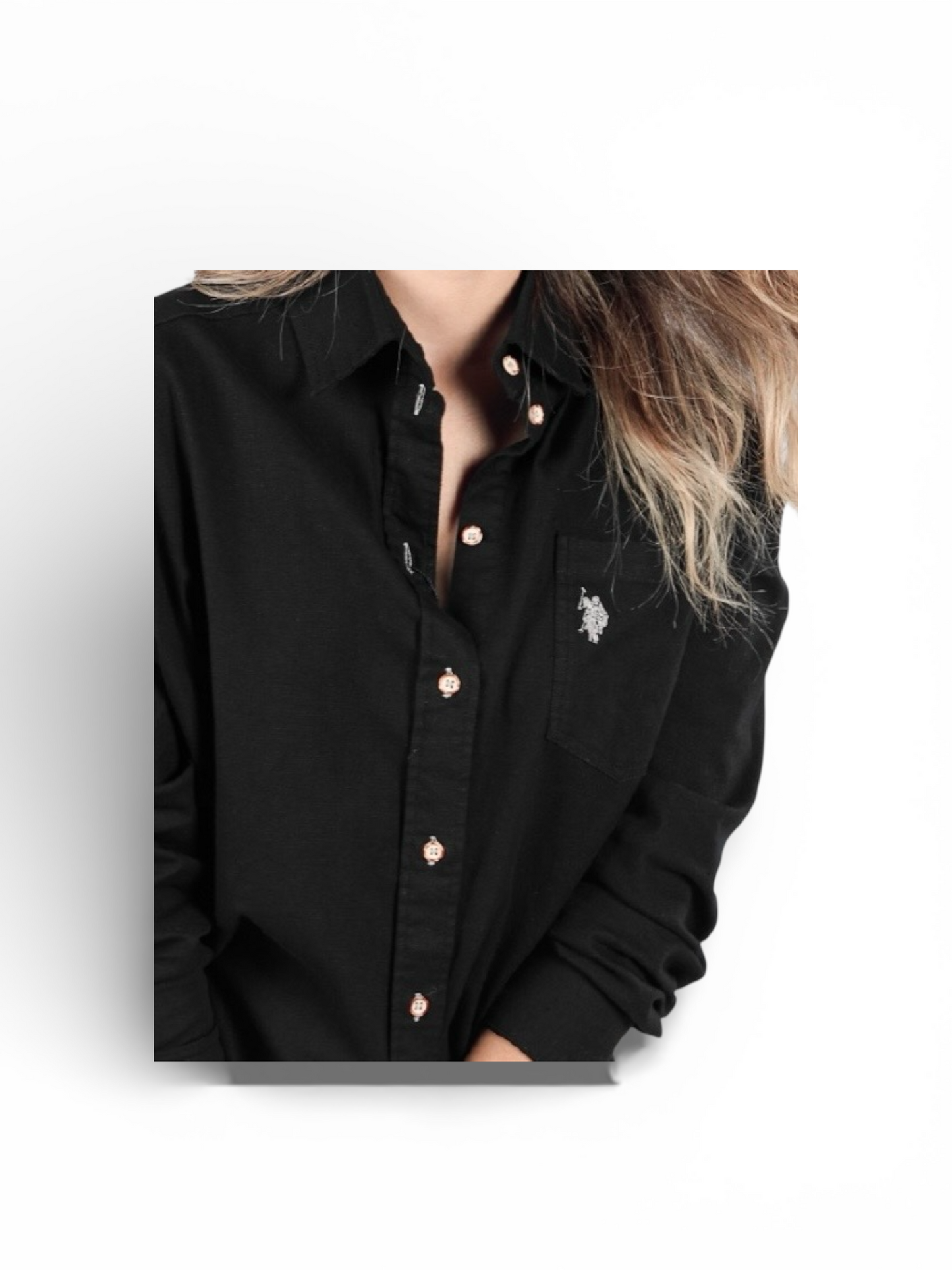 Us Polo Blusa Manga Larga Dama Lino Holgada