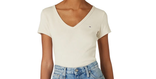 Blusa Tommy cuello en V beige