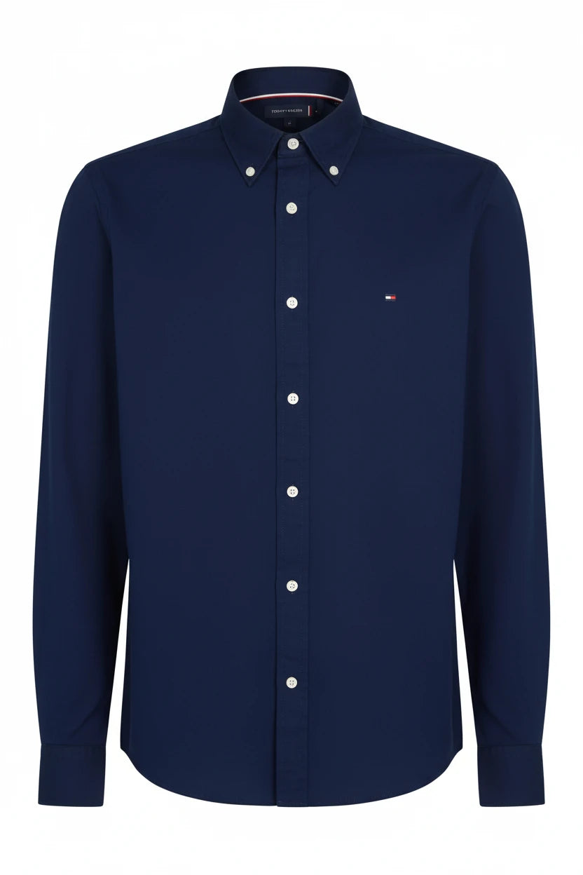 Tommy Hilfiger Manga Larga Slim Fit Carbon Navy