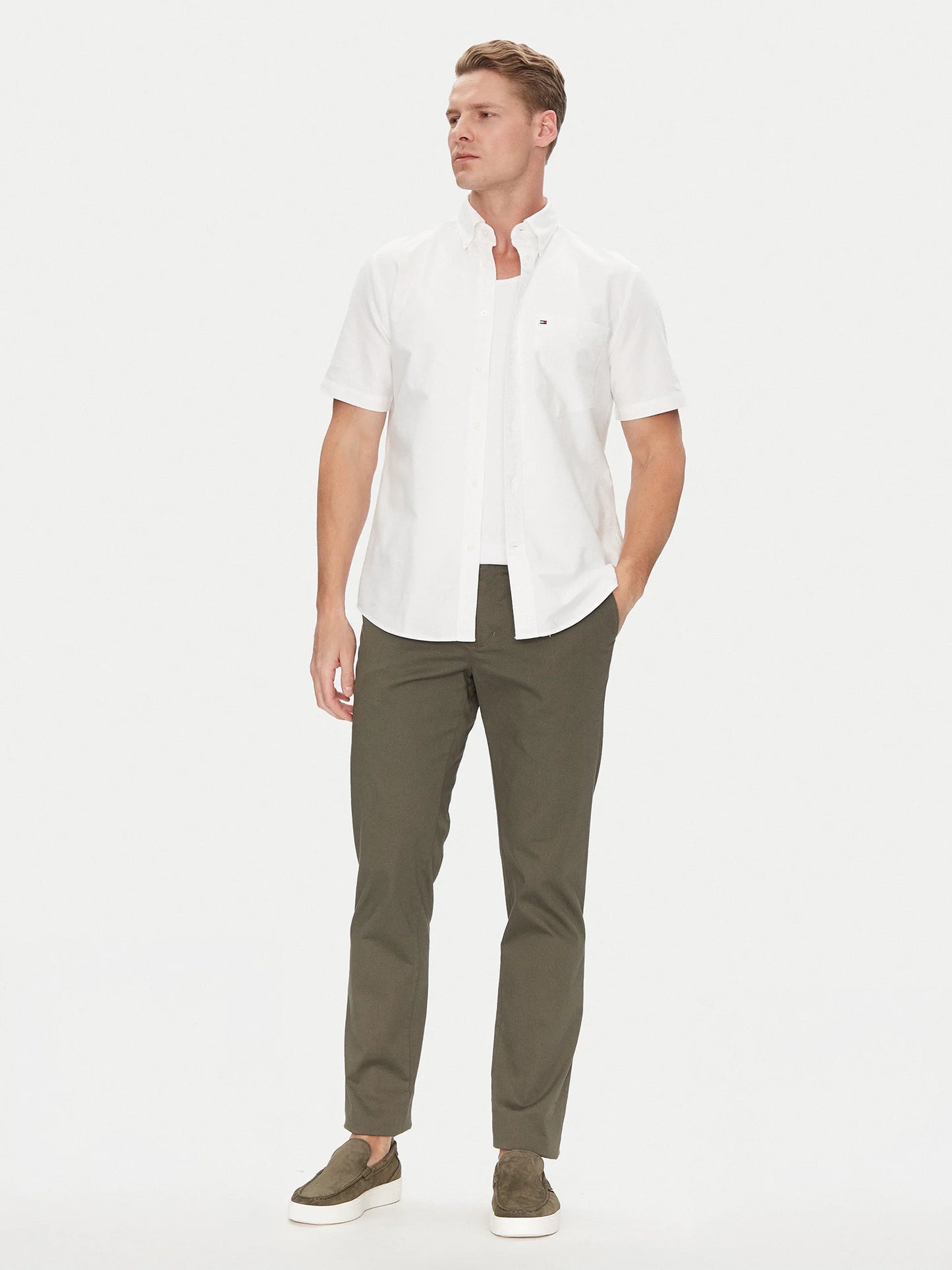 Tommy Hilfiger camisa Blanca Manga Corta Oxford