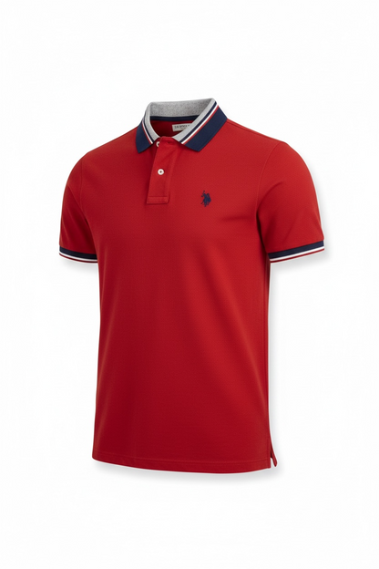 Us Polo Camisa Tipo Polo Boton Roja