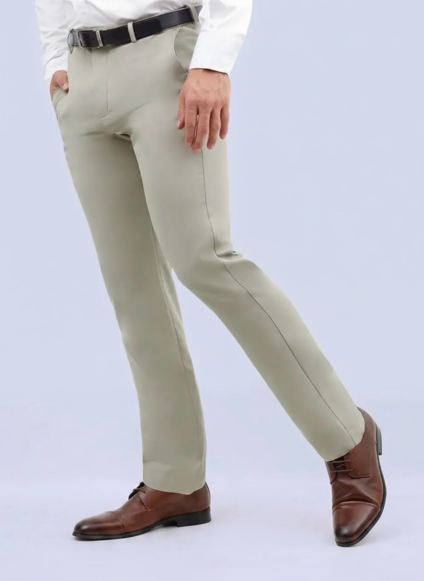 Savane Pantalón de Vestir Expandable Waistband Slim Fit Beige