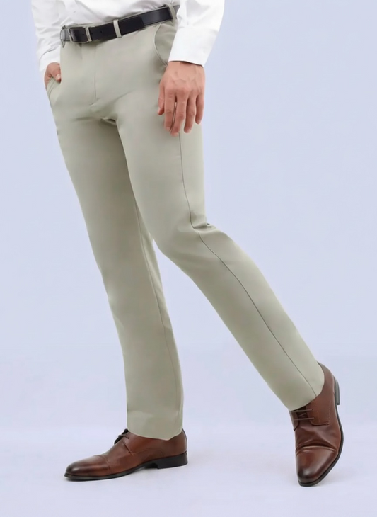 Savane Pantalón de Vestir Expandable Waistband Slim Fit Beige