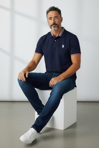 Us Polo Camisa Tipo Polo Boton Azul Navy