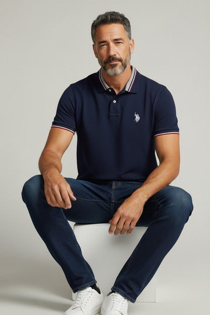 Us Polo Camisa Tipo Polo Boton Azul Navy
