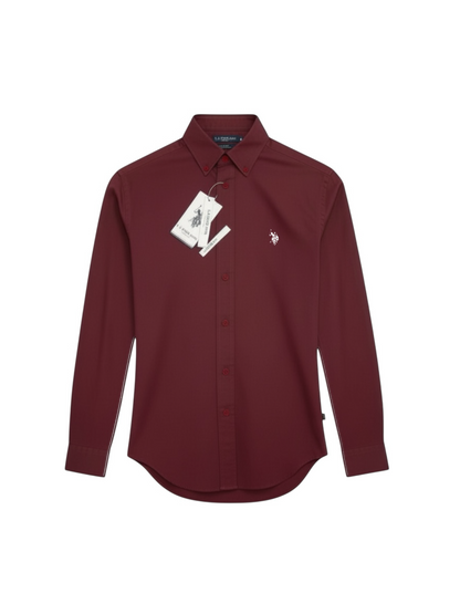 Us Polo Manga Larga Brick custom fit poplin