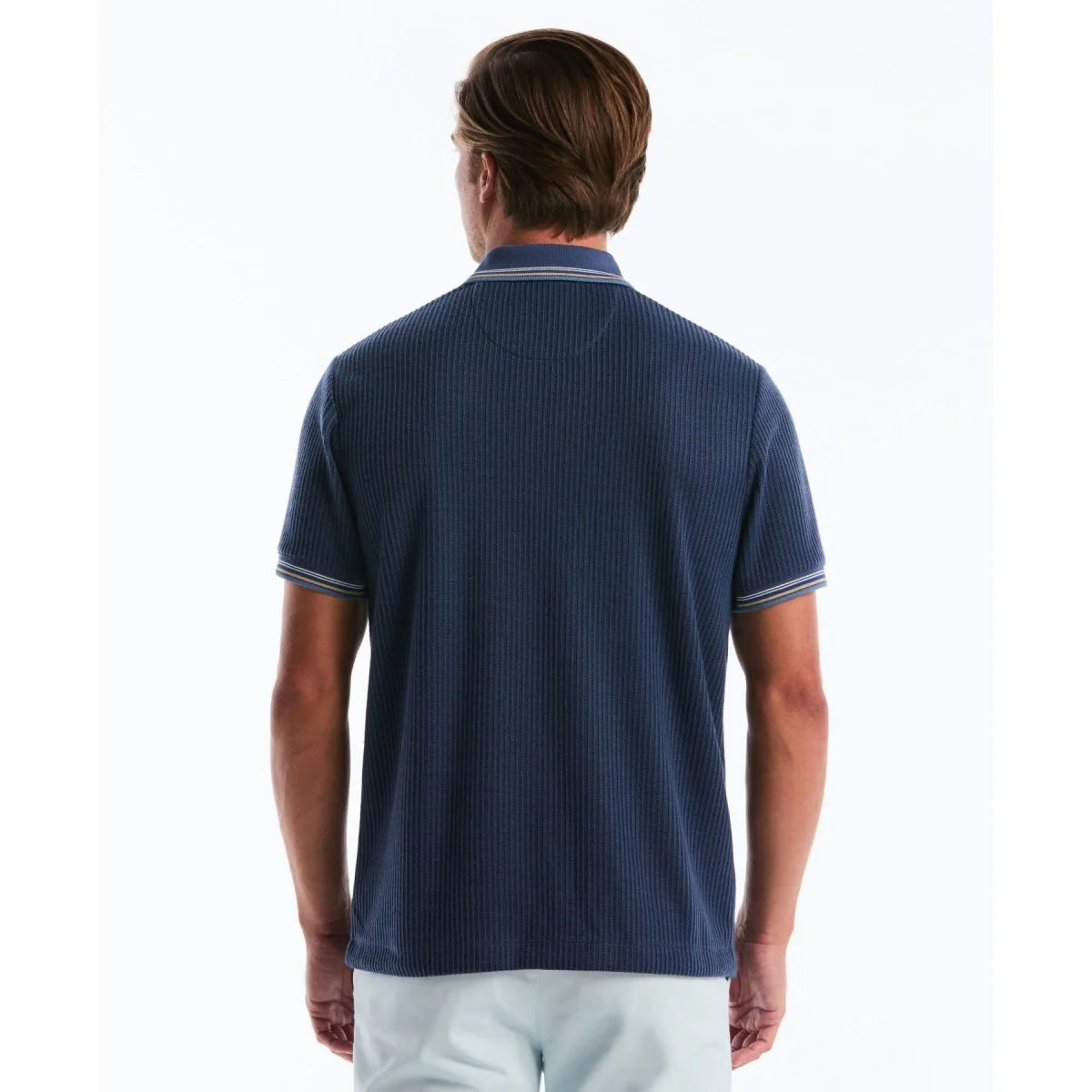 Penguin Camisa Botones Tejida Collar Azul