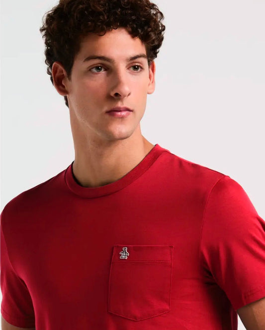 Penguin T Shirt Pocket Moda Roja