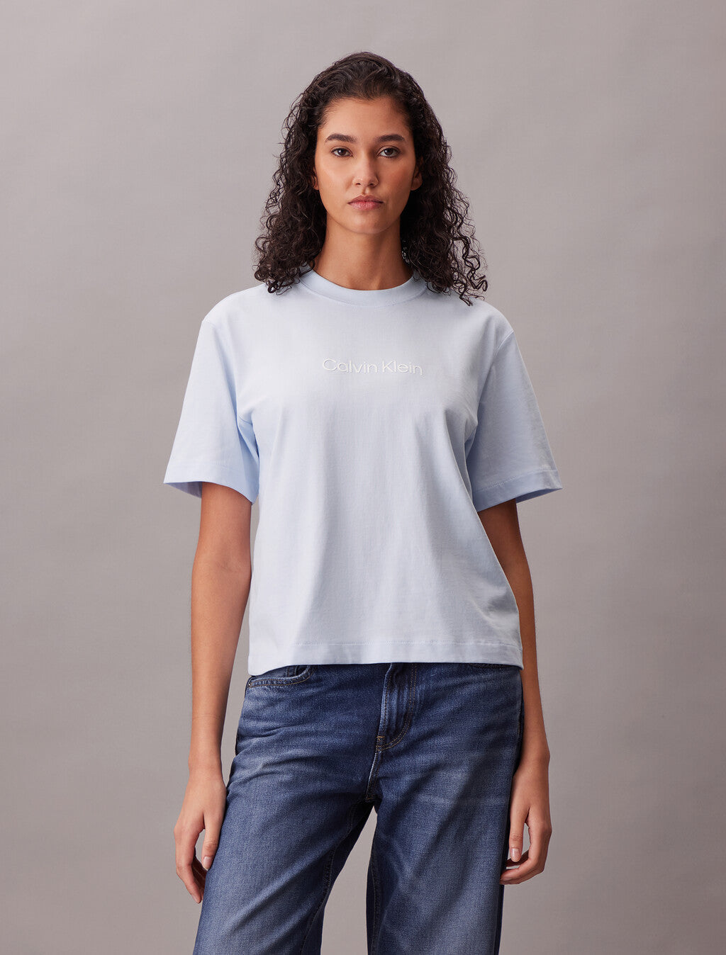 Calvin Klein T-Shirt Dama Relaxed Standard Logo Celeste
