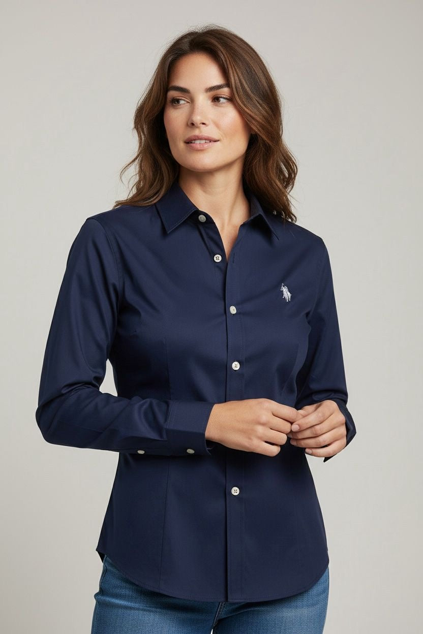 Blusa Us Polo manga larga azul navy classic fit