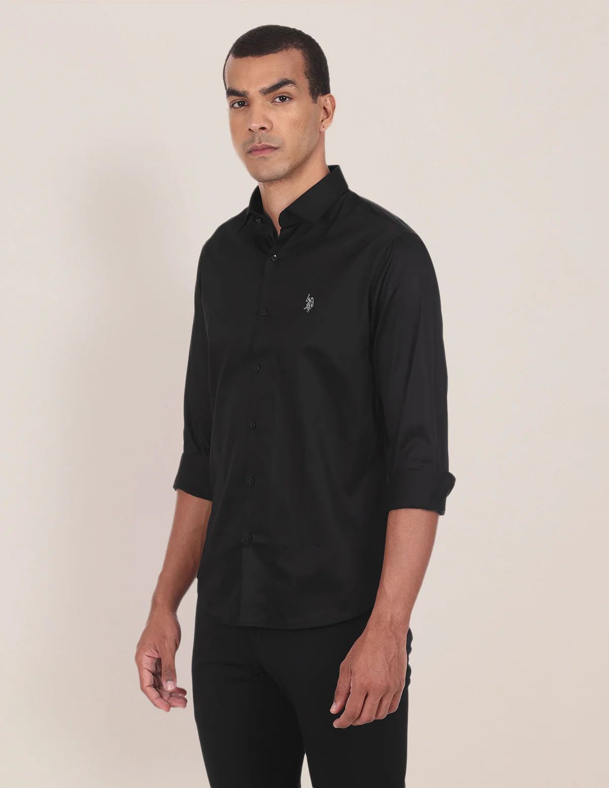 Us Black Long Sleeve Polo