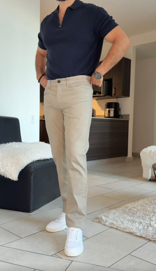 Manhattan Pantalón Casual 5 Pocket Tencel Slim Fit Kakhi