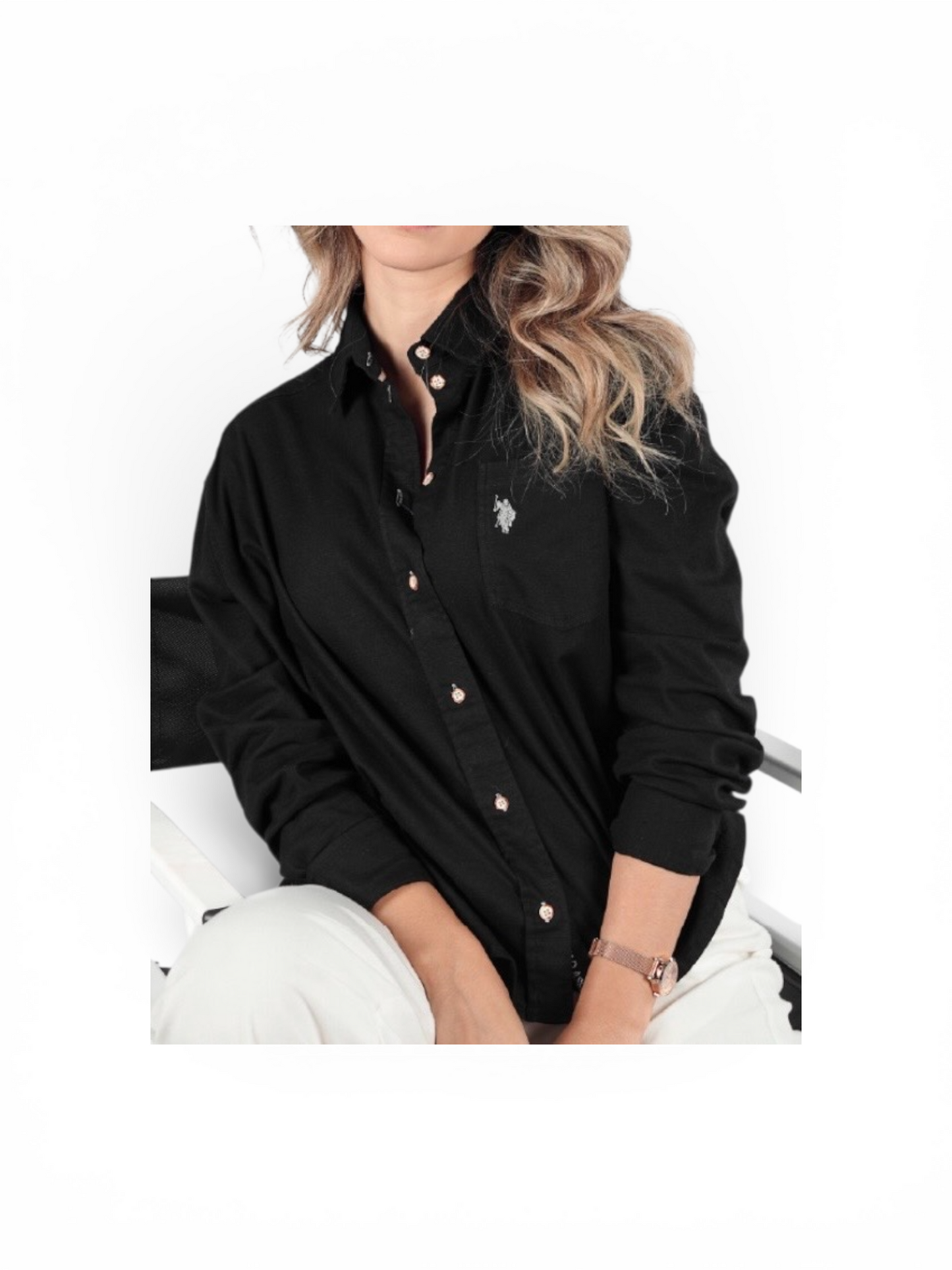 Us Polo Blusa Manga Larga Dama Lino Holgada