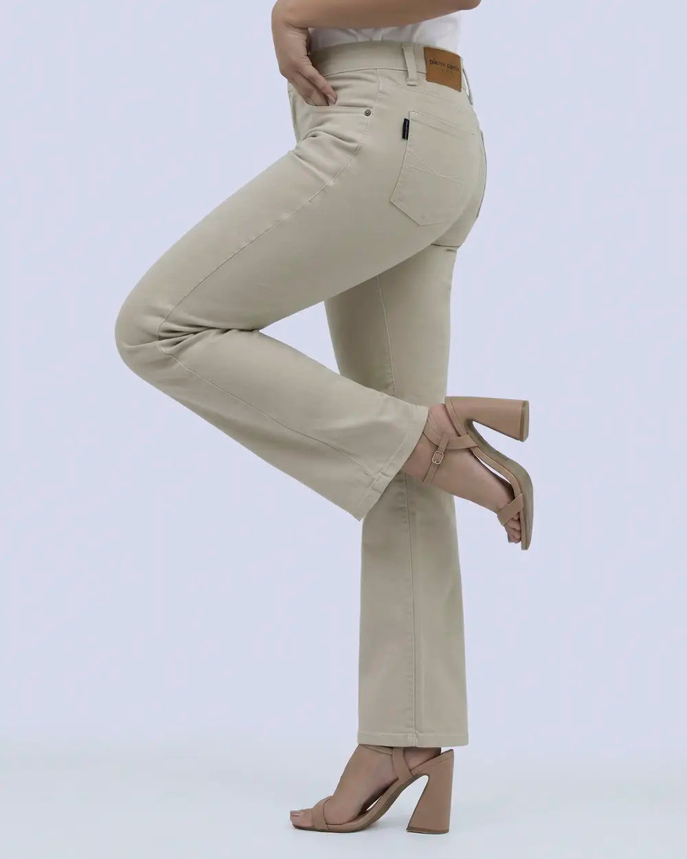 Pierre Cardin Pantalon Dama Recto Tiro Alto Beige