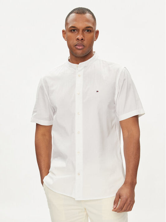 Tommy Chinese collar short sleeve white