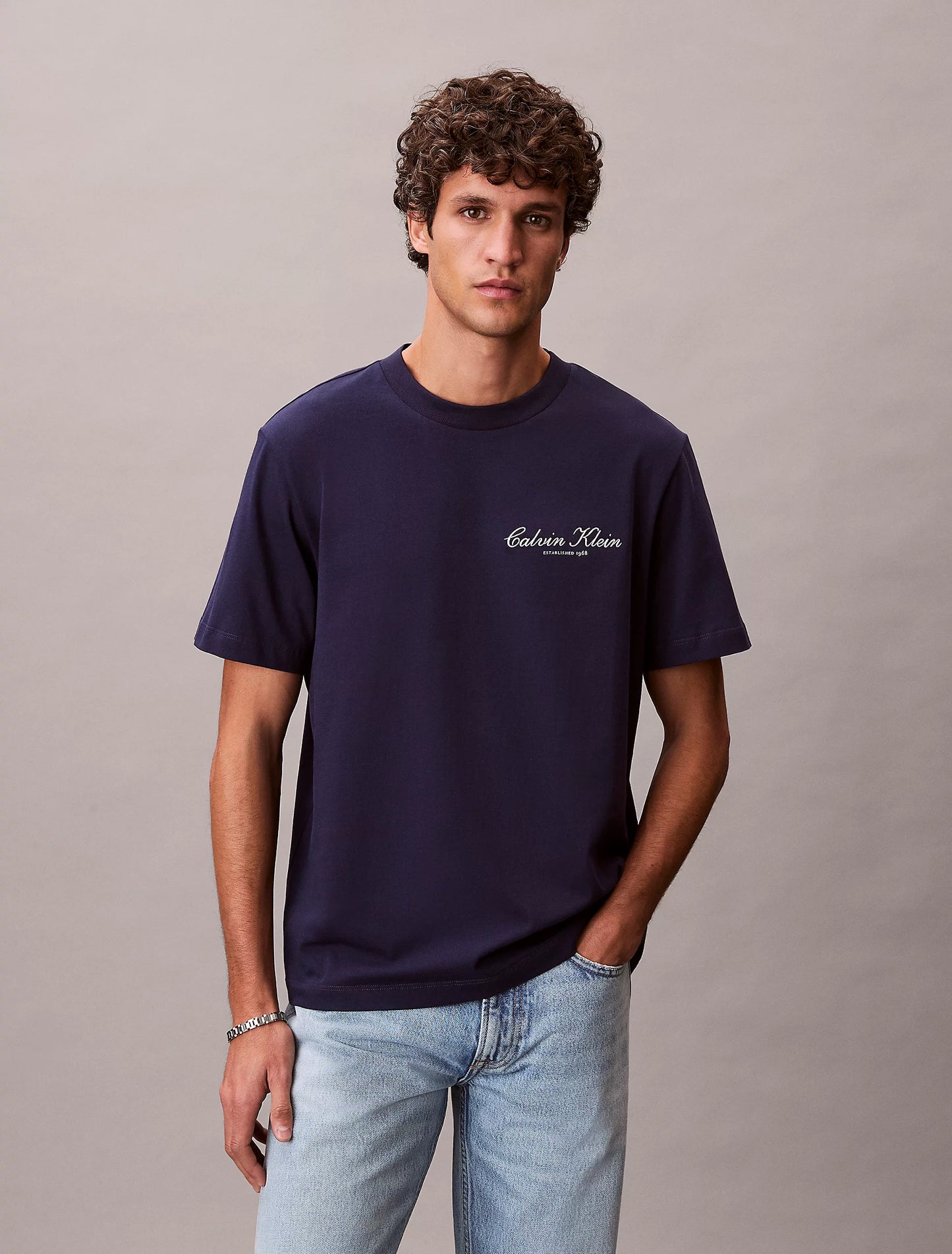 Calvin Klein Jeans Logo Carta T-Shirt Evening Blue